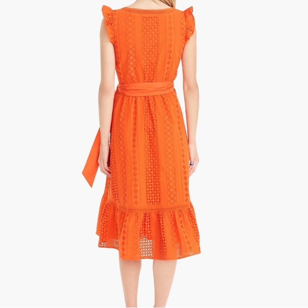 J. Crew Cotton Cross Front Eyelet Embroidered Wrap Dress - Picture 3 of 11